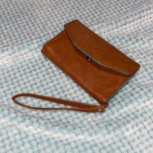 Brown and teal wallet